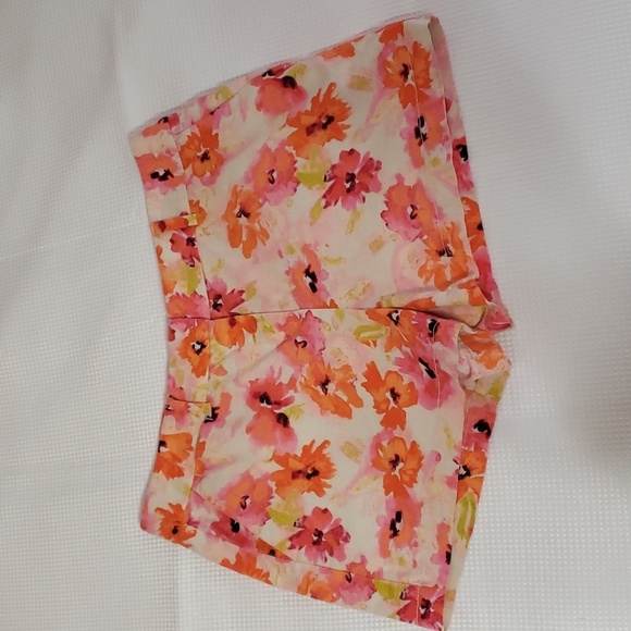 Loft, Ann Taylor. Colorful Pink/Orange Poppies Linen Look Material. Size 8 NWOT - Picture 1 of 16